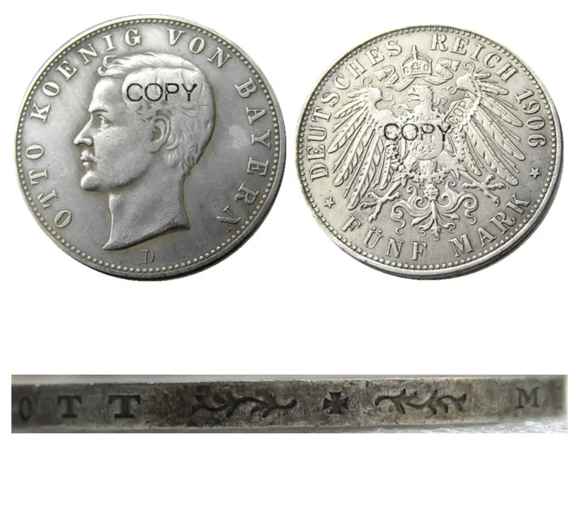 V nemčiji na Bavarskem kovanec za 5 mark srebra 1906D Otto Silver Plated Kopijo Kovancev