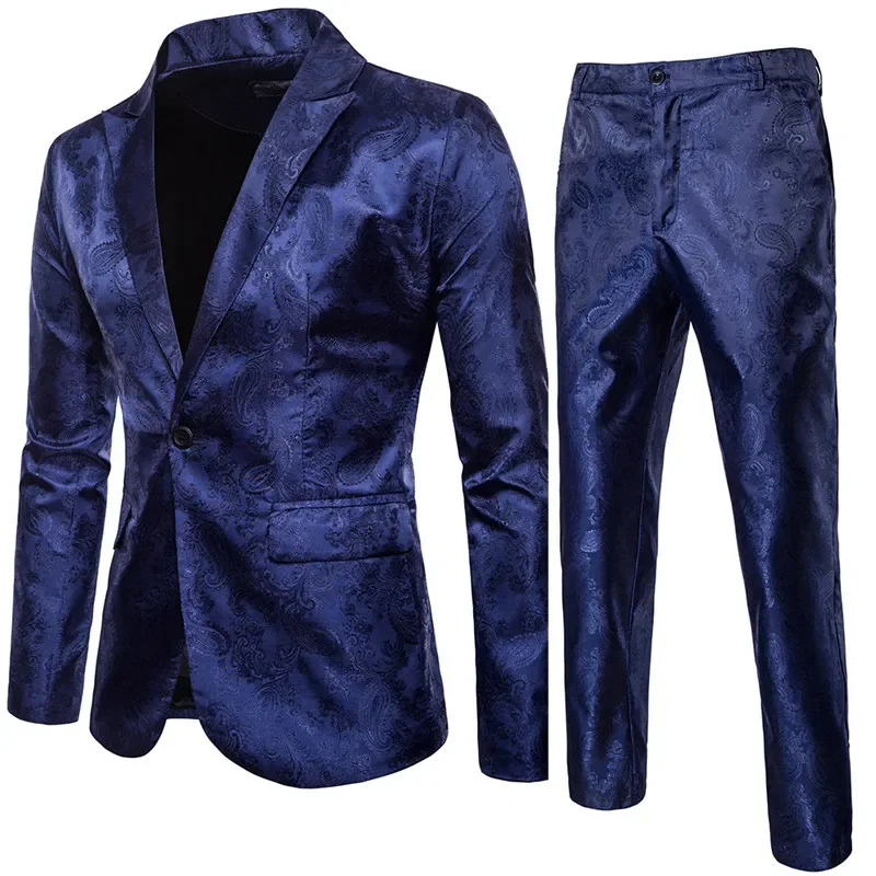 Visoka Kakovost moška Classic Jacquardske bo Ustrezala Nastavite 2pieces (Blazer+hlače) Luksuznih Modnih Poslovnih Slim Socialne Žogo Tailcoat