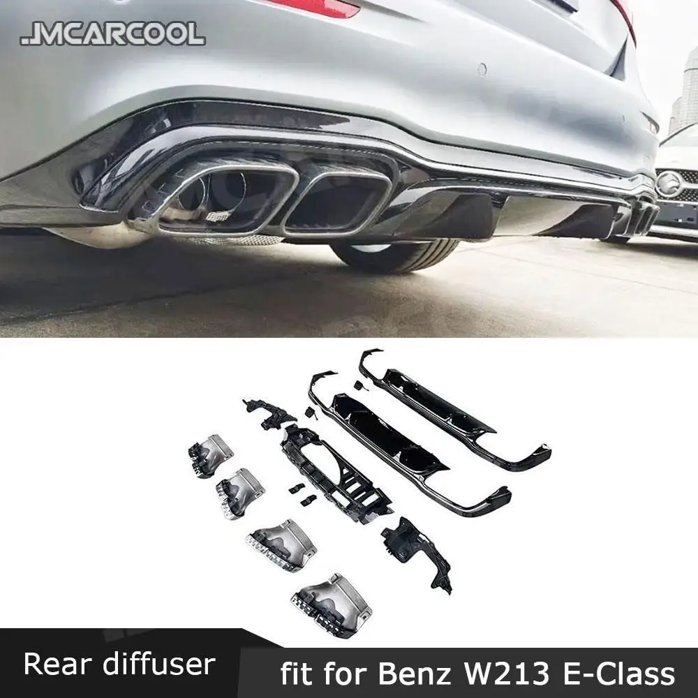 W213 Zadnji Odbijač za Ustnice Difuzor z Izpušnih Nasveti za Benz, E Razred E63 AMG Športni Odbijač 2016-2021 Black Gloss za Ustnice, ki niso standardni