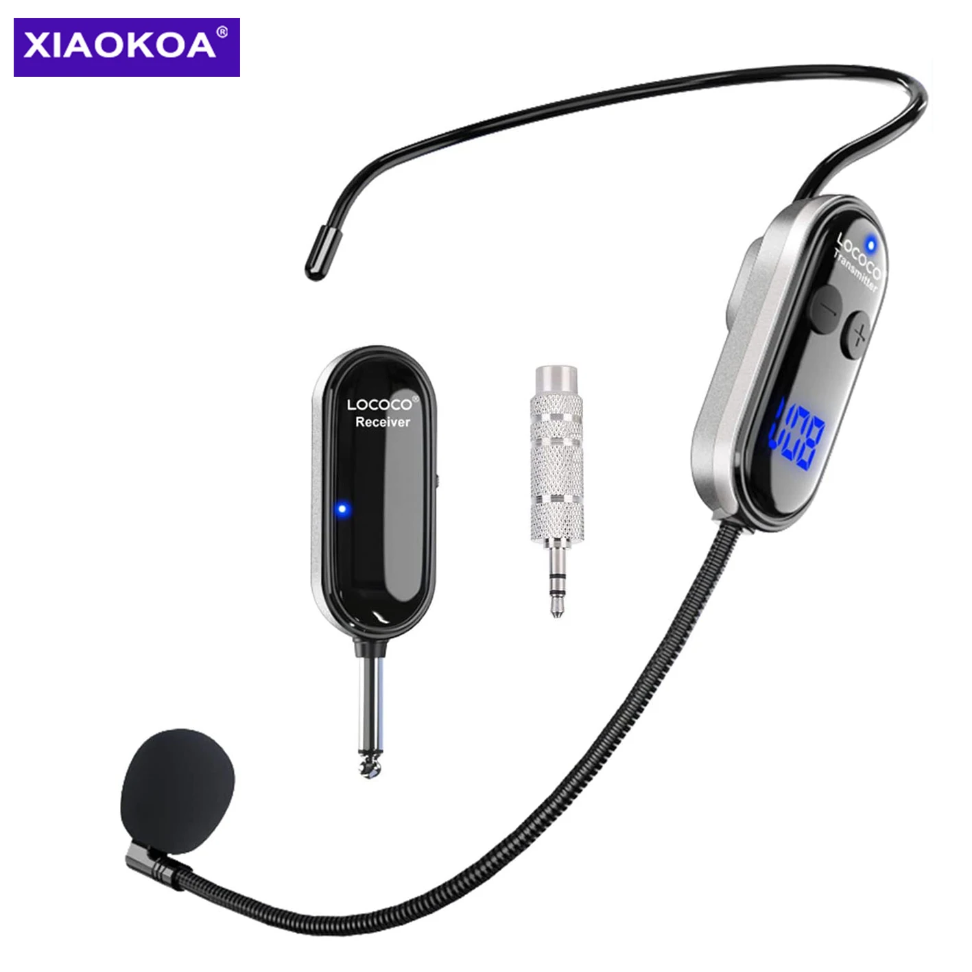 XIAOKOA Brezžični Mikrofon Slušalke UHF Brezžične Slušalke & Ročni 2 v 1, Mic z LED Digitalni Zaslon 165 ft Obseg Mikrofon
