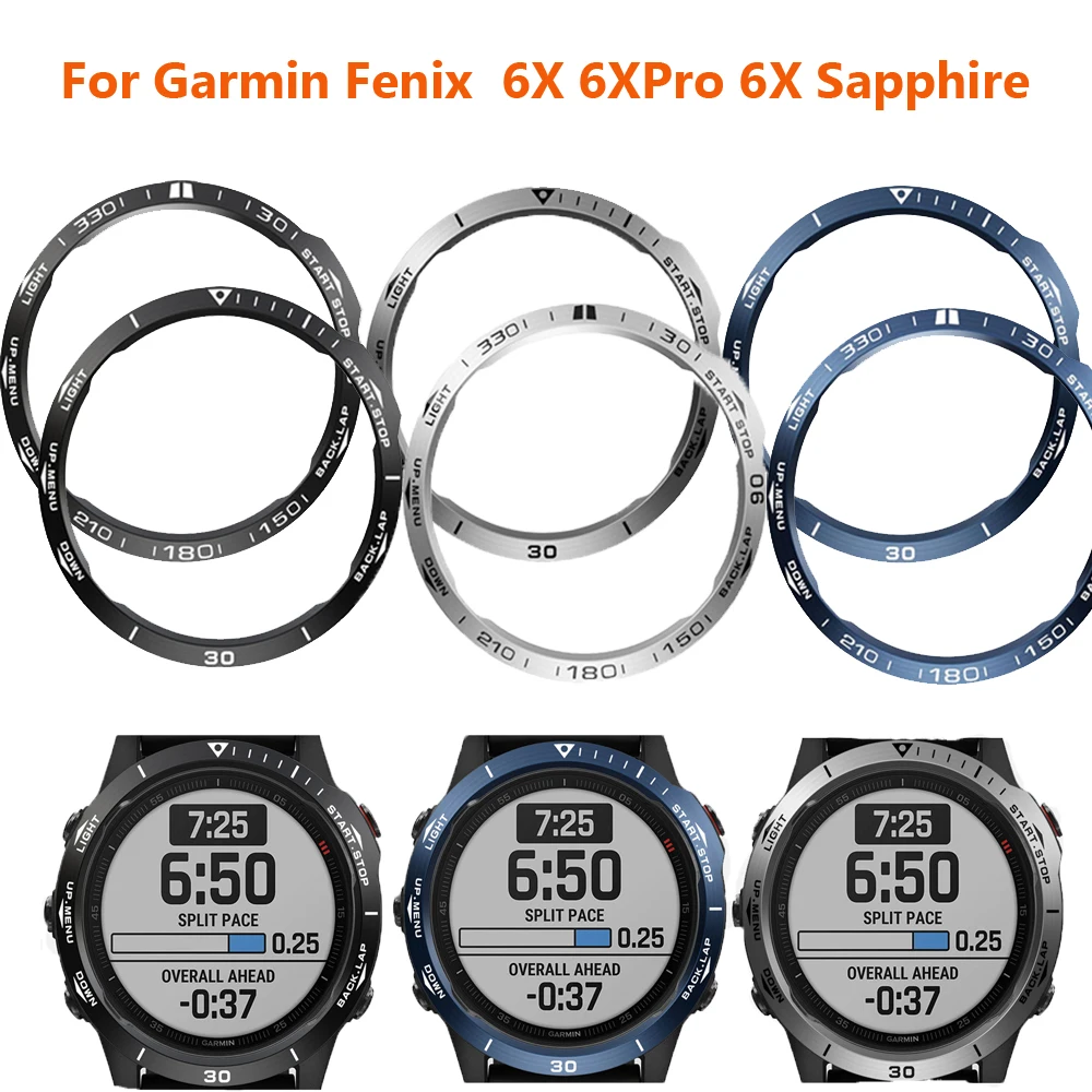 Za Garmin Fenix 5 6X/6X Pro/6X Safir Watch Ploščo Obroč iz Nerjavečega Jekla Dodelano Lepilo Anti-scratch Moda Kritje Obroči