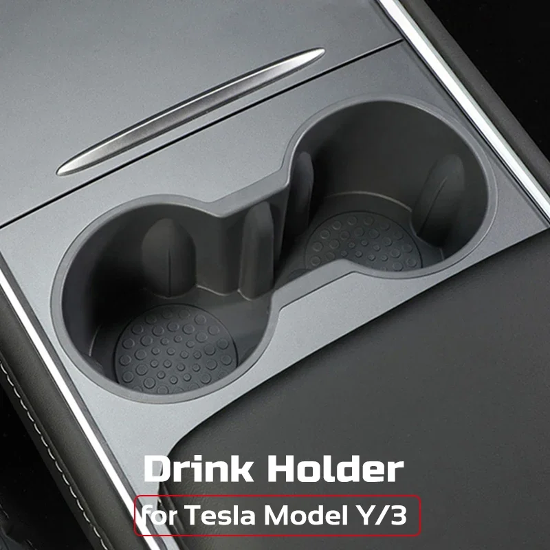 Za Tesla Model Y 3 2020-2023 sredinski Konzoli Imetnika Pijačo Dvojno Odprtino TPE Vode Pokal Steklenico Centralni Nadzor Stojalo, Avto Dodatki