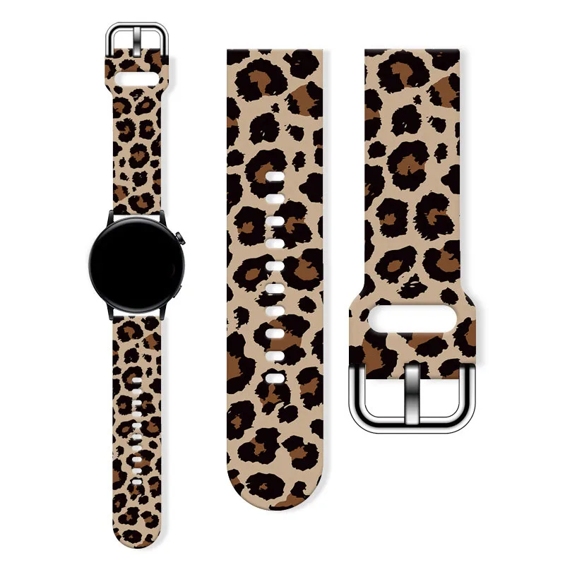Živalske Kože Serije 1 Natisnjena Silikonski Trak Za Huawei Samsung GT FB-Obratno Watch 23 MM 22 MM 20 MM Watch Band Zapestnica Zamenjava