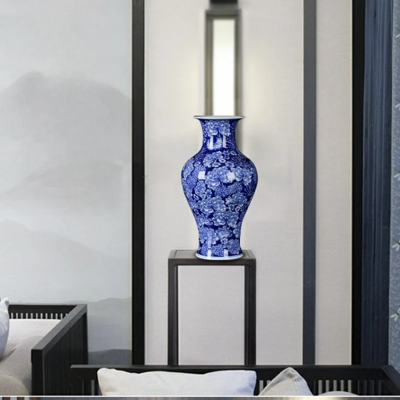 Ročno Poslikane Modre In Bele Porcelanaste Jingdezhen Keramične Vaze Kitajski Slog Doma Spalnica TV Omara Chinaware Dekoracijo Steklenico